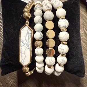 Elegant Park Lane Denver Gold and White Turquoise Bracelet Set